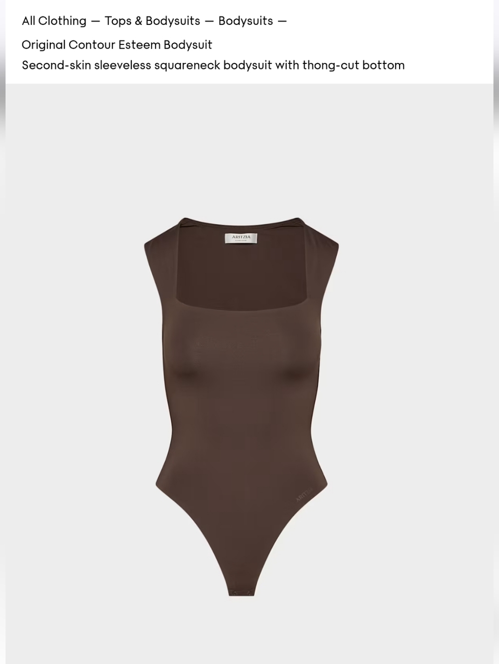 Aritzia Chocolate Brown Square-Neck Contour Bodysuit